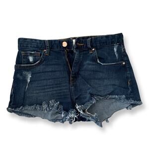 H&M Dark Blue Denim Fringe Design Shorts Size 4
